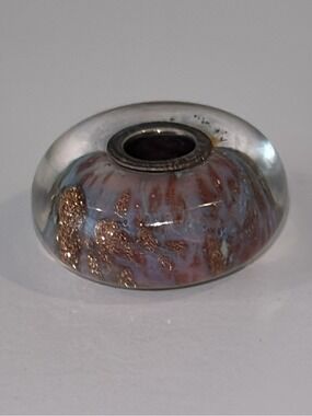 TROLLBEADS graceful sky glass bead sterling silver core clear lilac gold charm